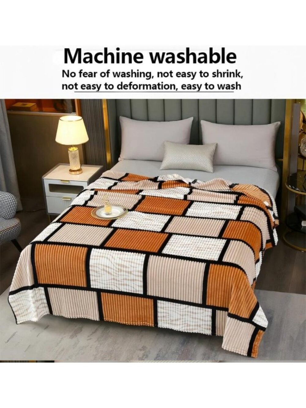 200*225CM Soft Blankets, Plaid Throw Blankets - Picture 4 of 5